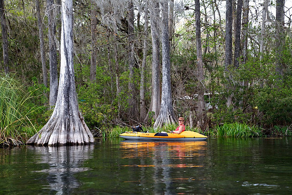 Kayaking on the Rainbow River at Dunnellon, FL